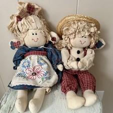 Handmade Cloth Rag Doll with Hand-Painted Face, Yarn Braids, and Cream Muslin Dress — listing 4