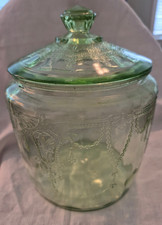 Anchor Hocking Green Uranium Depression Glass Handled Berry Bowl, 4.5 inches — listing 5