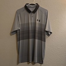 Under Armour Men's Striped Performance Golf Polo Shirt, Light Blue