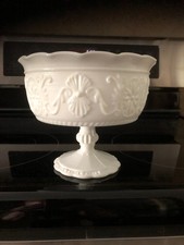 Vintage Milk Glass Footed Compote / Pedestal Vase with Quilted Diamond Pattern — listing 4