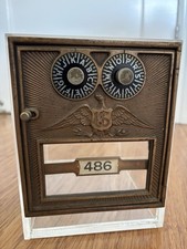 Vintage Post Office Box Door Coin Bank with Brass Combination Lock #404 — listing 4