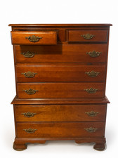 mahogany highboy dresser Vintage Chippendale Style Flame Mahogany Highboy Chest of Drawers — listing 3
