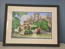 Original Watercolor Painting of Baroque Church Facade, Titled 'Caracas Antiguo', Signed — listing 6