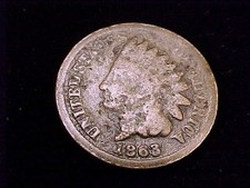 1863 Indian Head Cent (Copper-Nickel), Type 2 with Oak Wreath and Shield Reverse