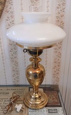 Vintage Brass Turned-Baluster Table Lamp Base with Harp