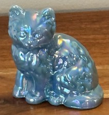 Blue Glass Sitting Cat/Kitten Figurine, 2.5 inch Miniature — listing 2