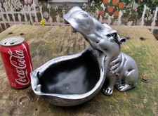 Ceramic Bowl with Silhouette Hippopotamus/Animal Head Design in Brown and Cream