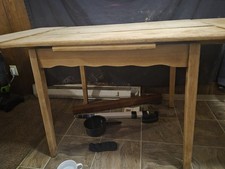 Antique European Draw-Leaf Trestle Dining Table with Carved Scroll Feet and Turned Stretcher, circa 1900-1930s — listing 3