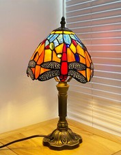 Tiffany-Style Dragonfly Stained Glass Table Lamp with Bronze Base — listing 5