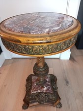 Louis XV Style Tripod Pedestal Side Table with Leather Top, Brass Gallery & Ormolu Mounts — listing 4