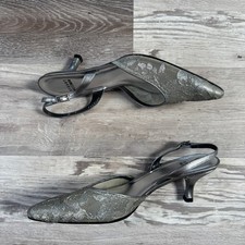 Stuart Weitzman Tweed & Leather T-Strap Slingback Heels — listing 2