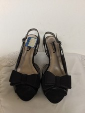 J. Renee wedge sandals size Black Satin & Patent Leather Strappy Wedge Sandals, Size 7M (Factory Sample) — listing 6
