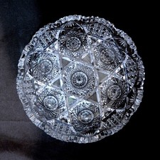 American Brilliant Period Cut Glass Bowl, 8" Diameter x 4" High, Clear Crystal with Hobstar, Fan and Cross-Hatch Motif — listing 3