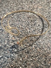Gold-Tone Fine Snake Chain Necklace with Rectangular End Tag — listing 5