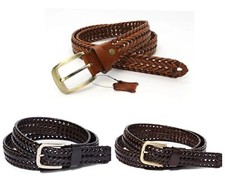 Vintage Braided Brown Leather Belt with Ornate Silver-Tone Buckle and End Cap — listing 4