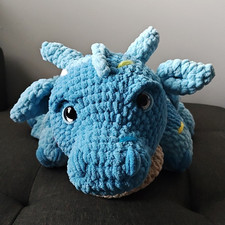 Handmade Black Dragon Plush with White-Tipped Ears and Large Eyes — listing 6