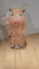 Vintage Small Vinyl Toddler Doll with Brown Curly Pigtails, Unmarked Maker's mark on back/neck — listing 3