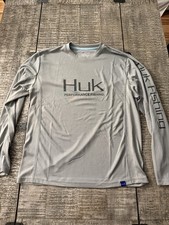 Huk Men's Long Sleeve Performance Fishing Shirt, Size L, Water Camo Print — listing 4