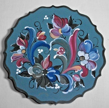 Vintage Norwegian Rosemaling Hand-Painted Wood Wall Plaque — listing 4