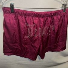 Juicy Couture Satin Sleep Shorts Burgundy Logo Waistband — listing 6
