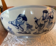 Chinese Blue and White Porcelain Square Tapered Vase with Bird, Prunus, Lotus & Landscape Panels — listing 6