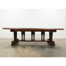 Antique Oak Dining Table with Carved Fluted Legs and Claw Feet — listing 2