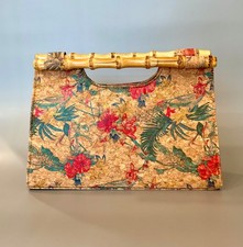 Floral Print Faux Leather Clutch with Bamboo Turn-Lock and Gold Chain Strap — listing 4
