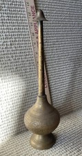Vintage Brass Jeweled Perfume Atomizer / Rosewater Sprinkler Bottle with Devanagari Mark — listing 4
