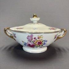 Thun (TK Czechoslovakia) Hand-Painted Floral Porcelain Bowl with Cream Rim and Gold Trim — listing 2
