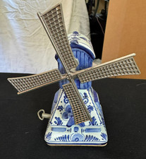 Delft Blue Hand-Painted Ceramic Windmill Figurine with Movable Sails Just Delft, listing 2