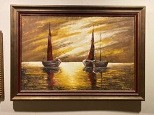 Ernest Neuhold Original Oil Painting Forest Landscape, 25 x 34 inches, Ornate Gilt Frame — listing 3