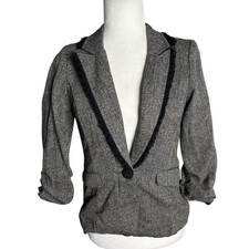 Maurices Women's Tweed Blazer with Frayed Lace Trim, Size M — listing 6