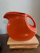 Fiesta-Style Blue Disc Water Pitcher with Concentric Ring Motif Fiesta HLC USA