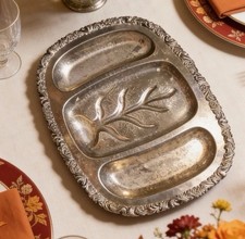 Vintage Silverplate Oval Meat Platter with Tree-of-Life Well and Feathered Leaf Drain Pattern — listing 6