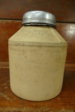 Antique Stoneware Storage Jar with Lid and Twin Handles — listing 6