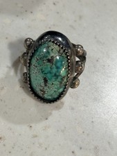 Gold-Tone Ring with Oval Turquoise-Blue Cabochon — listing 6