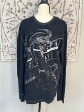 Marc Ecko Cut & Sew Men's Short-Sleeve Button-Up Shirt, Size L, Black/White Textured Print with Zip Chest Pocket