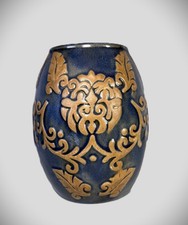 Chinoiserie High-Relief Molded Ceramic Baluster Vase with Village Scene — listing 5