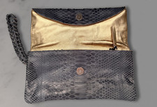 Vintage Genuine Python Snakeskin Envelope Clutch with Whipstitched Edges — listing 3