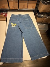 Y2K Baggy Skater Jeans with Graphic Print, Light Wash Denim — listing 2