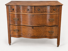 Antique Oak 3-Drawer Chest of Drawers with Porcelain Knobs, listing 3