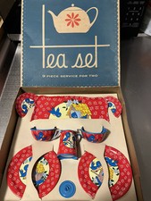 Children's Tin Litho Toy Tea / Dinner Plate Set in Gift Box — listing 6