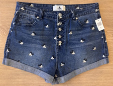 Disney Mickey Mouse High-Rise Button Fly Cuffed Denim Shorts — listing 4