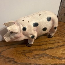 Cast Iron Standing Pig Figure / Doorstop, Black Painted Finish Two halves joined with a visible seam — listing 6