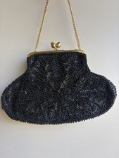 Walborg Handmade Gold and Black Beaded Evening Clutch with Chain Strap — listing 4
