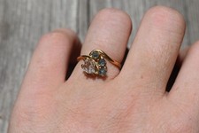14k Yellow Gold Blue Sapphire & Diamond Ring