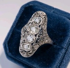 Antique Style Four-Stone Round Cut Ring in Yellow Gold-Tone Setting — listing 5
