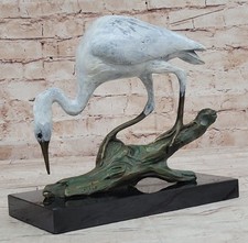 Large Patinated Bronze Sculpture of Flying Cranes / Herons in Flight, 24.5" H — listing 4