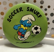 Vintage 1980s Soccer Smurf Pinback Button — listing 3