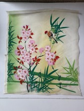 Pair of Vintage Signed Japanese-Style Gouache/Pastel Paintings, Cherry Blossoms with Butterflies and Cranes, in Carved Giltwood Frames — listing 2